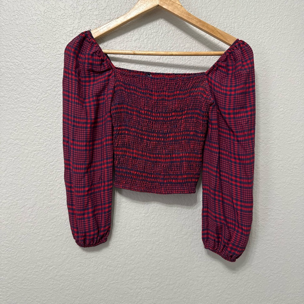 Abercrombie & Fitch Plaid Smocked Top